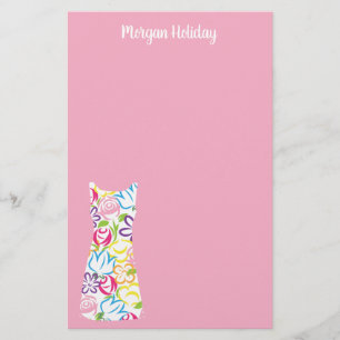 Blommigt Skift Dress Personlig Stationery