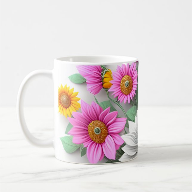 Blommigt skönhetkaffe kaffemugg (Vänster)