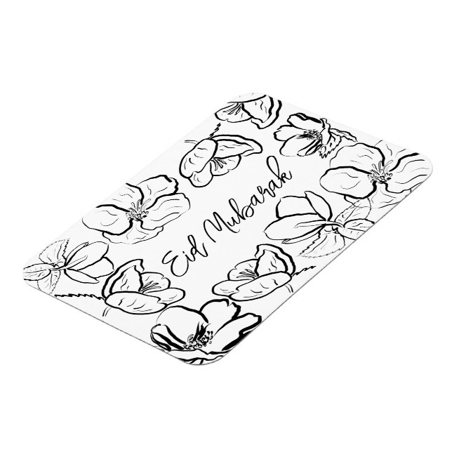 Blommigt, skrapor för hemdekantering Eid Mubarak Magnet (Vänstra Sidan)