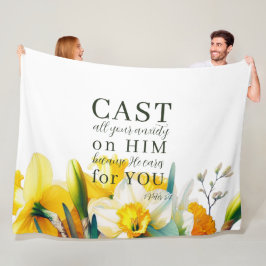 Blommigt Skript 1 Peter 5:7 Fleecefilt