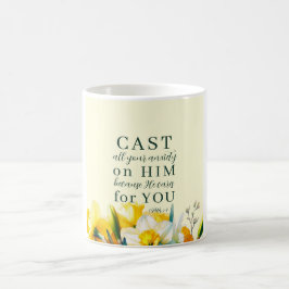 Blommigt Skript 1 Peter 5:7 Kaffemugg