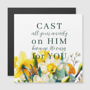 Blommigt Skript 1 Peter 5:7 Magnet