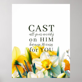 Blommigt Skript 1 Peter 5:7 Poster
