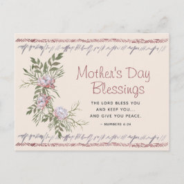 Blommigt Skript för Mors dag Watercolor Blessings Vykort