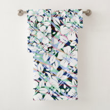 Blommigt Skriv ut Grönten Modern Navy Blue Mint