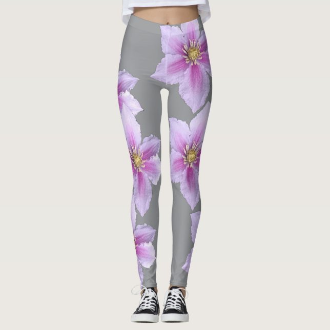 Blommigt Skriv ut kopplingsreglage-Elegant & Snygg Leggings (Framsida)