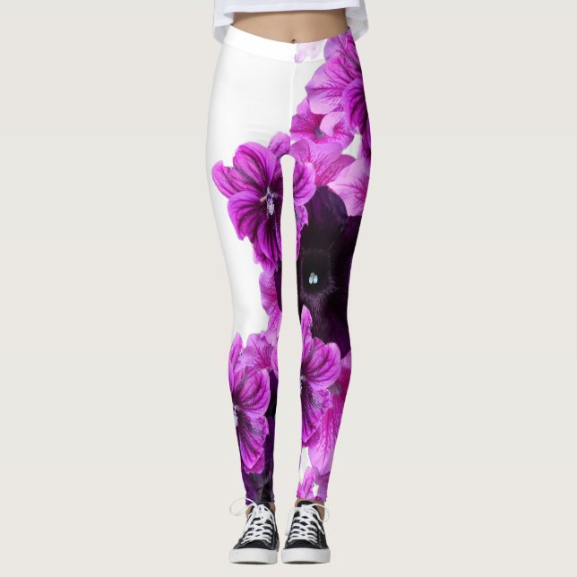 Blommigt Skriv ut kopplingsreglage-Elegant & Snygg Leggings (Framsida)