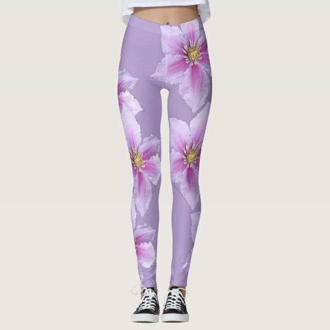 Blommigt Skriv ut kopplingsreglage-Elegant & Snygg Leggings (Framsida)