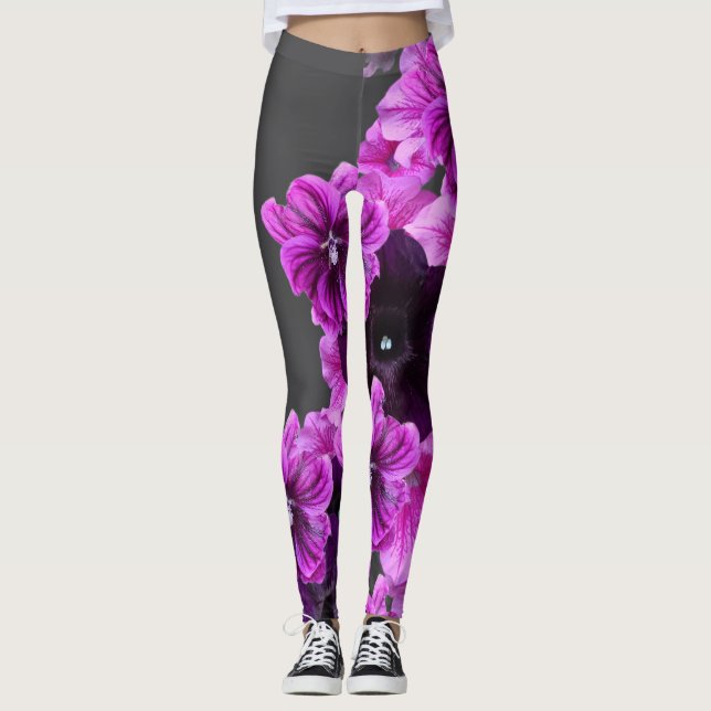 Blommigt Skriv ut kopplingsreglage-Elegant & Snygg Leggings (Framsida)