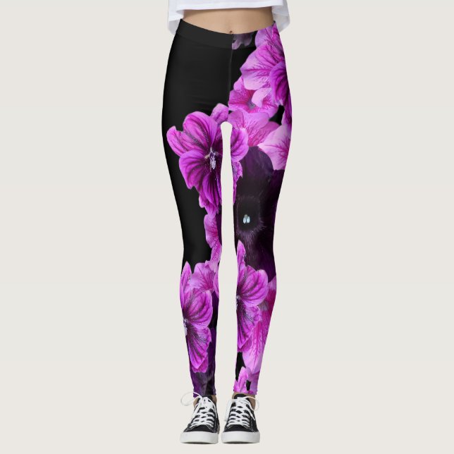 Blommigt Skriv ut kopplingsreglage-Elegant & Snygg Leggings (Framsida)