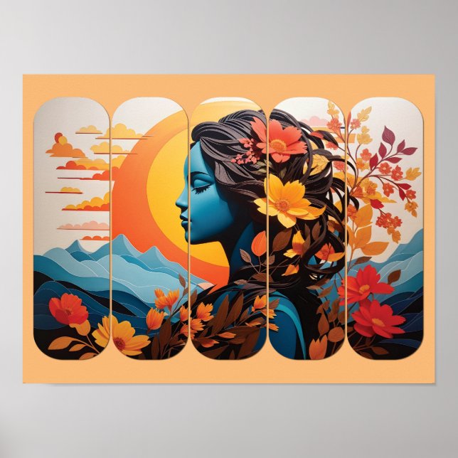 Blommigt - skugga och deka med Elegant Poster (Framsidan)