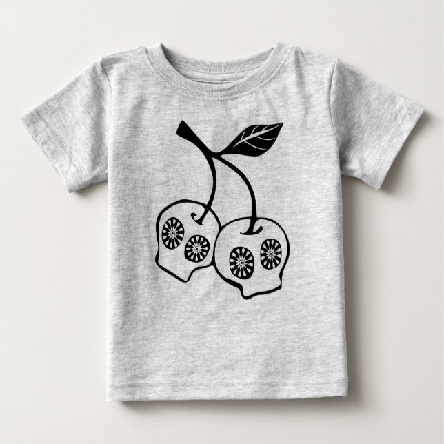 Blommigt Skull Apple Shirt Tee Shirt (Framsida)