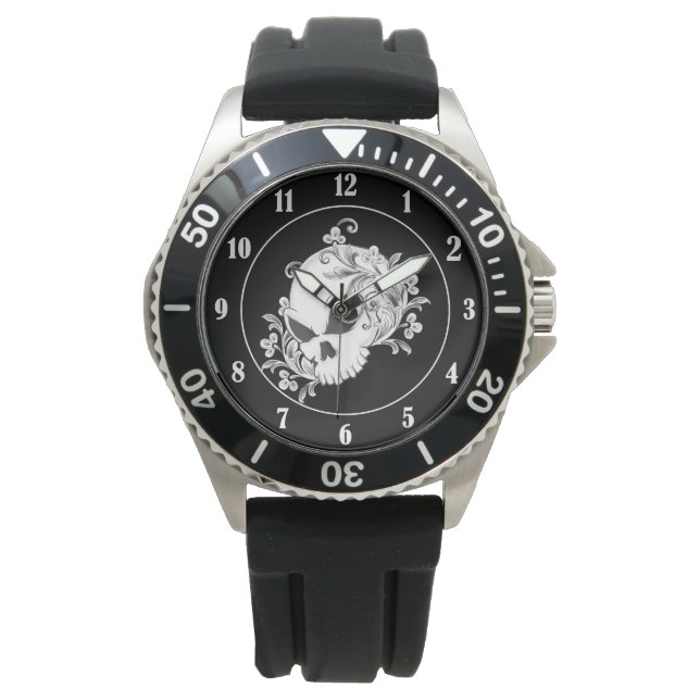 Blommigt Skull Armbandsur (Framsida)