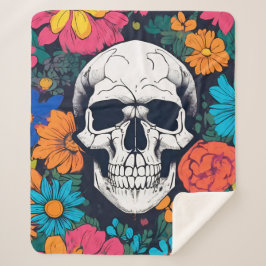 Blommigt Skull Art Sherpa Blanket