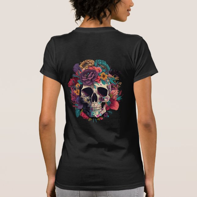 Blommigt Skull Botany och Bones T Shirt (Baksida)