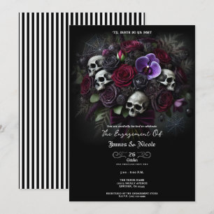Blommigt Skull Bouquet Gothic Halloween Förlovning Inbjudningar