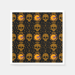 Blommigt Skull Coola Creepy Spooky Halloween Pappersservett