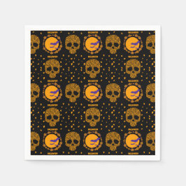 Blommigt Skull Coola Creepy Spooky Halloween Pappersservett