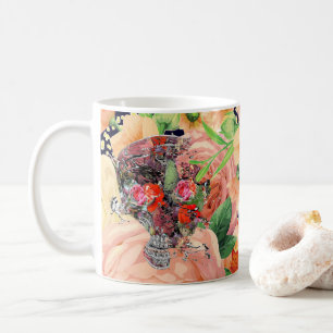 Blommigt Skull-design Kaffemugg