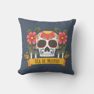Blommigt Skull Dia de los Muertos Dekorativ kudd Kudde