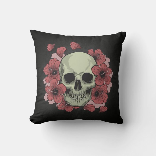 Blommigt Skull Dia de los Muertos | Dekorativ kudd Kudde (Framsida)