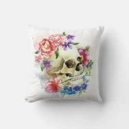 Blommigt Skull Dia de los Muertos | Dekorativ kudd Kudde