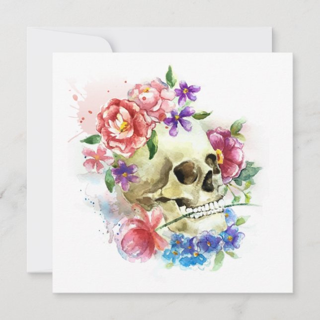 Blommigt Skull Dia de los Muertos | Gruppinbjudan Inbjudningar (Framsida)
