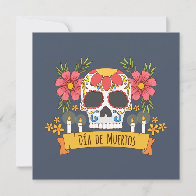 Blommigt Skull Dia de los Muertos | Gruppinbjudan Inbjudningar (Framsida)
