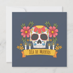 Blommigt Skull Dia de los Muertos Gruppinbjudan Inbjudningar