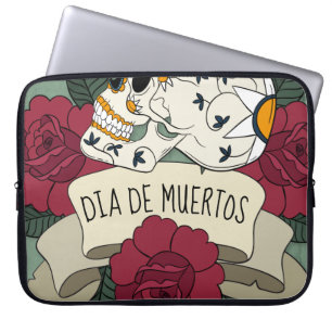 Blommigt Skull Dia de los Muertos Laptop sleeve