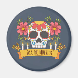 Blommigt Skull Dia de los Muertos | Magnet