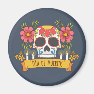 Blommigt Skull Dia de los Muertos Magnet