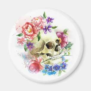 Blommigt Skull Dia de los Muertos Magnet