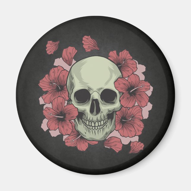 Blommigt Skull Dia de los Muertos | Magnet (Framsidan)