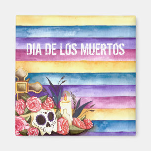 Blommigt Skull Dia de los Muertos Magnet