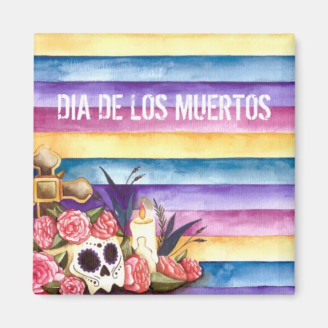 Blommigt Skull Dia de los Muertos | Magnet (Framsidan)