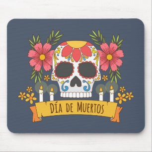 Blommigt Skull Dia de los Muertos   Mousepad Musmatta