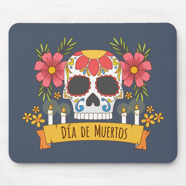 Blommigt Skull Dia de los Muertos | Mousepad Musmatta (Framsidan)