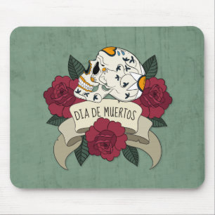 Blommigt Skull Dia de los Muertos   Mousepad Musmatta