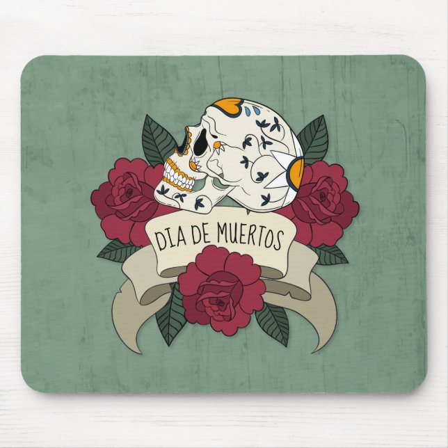 Blommigt Skull Dia de los Muertos | Mousepad Musmatta (Framsidan)