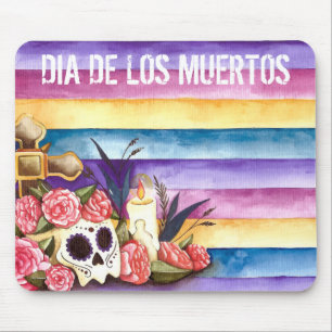 Blommigt Skull Dia de los Muertos   Mousepad Musmatta