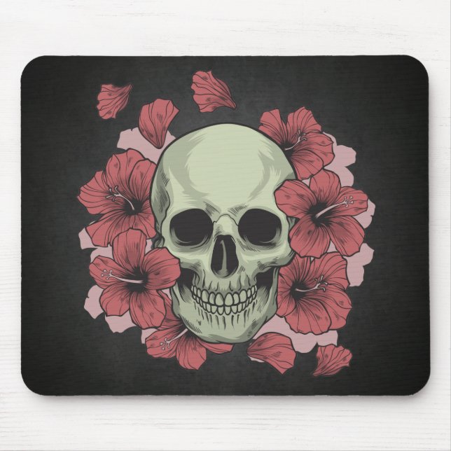 Blommigt Skull Dia de los Muertos | Mousepad Musmatta (Framsidan)