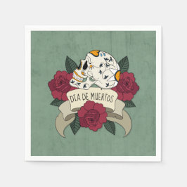 Blommigt Skull Dia de los Muertos | Napkin Pappersservett