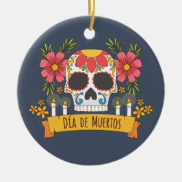 Blommigt Skull Dia de los Muertos | Ornament