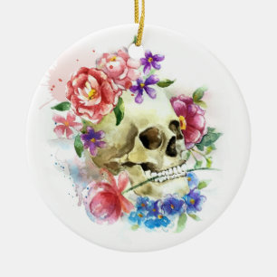 Blommigt Skull Dia de los Muertos Ornament