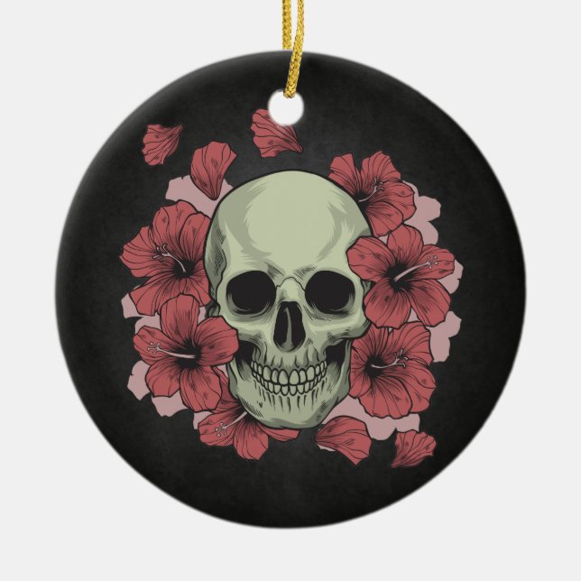 Blommigt Skull Dia de los Muertos | Ornament (Framsidan)