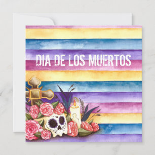 Blommigt Skull Dia de los Muertos Party-inbjudan Inbjudningar