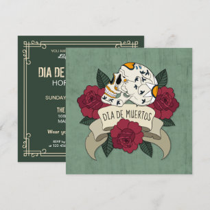 Blommigt Skull Dia de los Muertos Party-inbjudan Inbjudningar