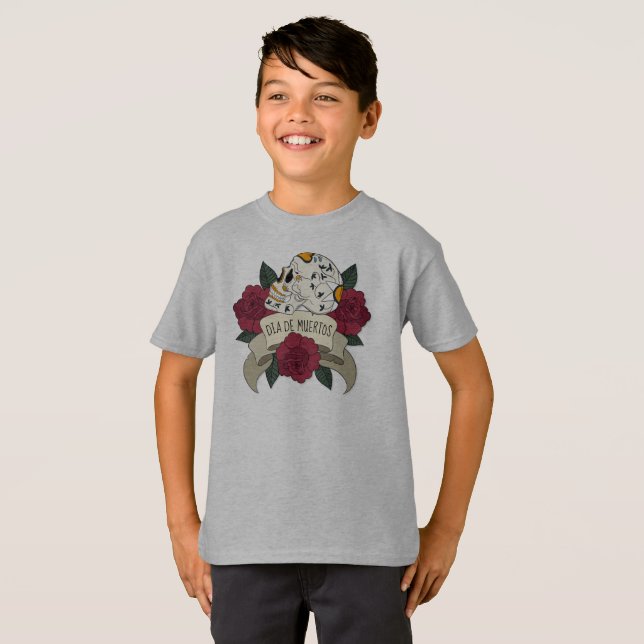 Blommigt Skull Dia de los Muertos | Shirt T Shirt (Hel framsida)