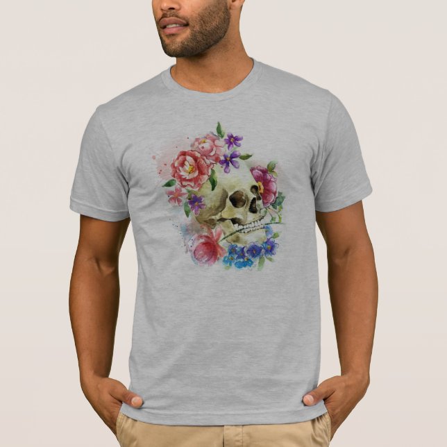 Blommigt Skull Dia de los Muertos | Shirt T Shirt (Framsida)